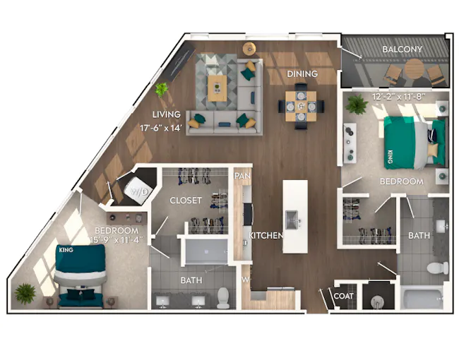 AMLI Flatiron C6b two-bedroom floor plan image - Atlanta, GA