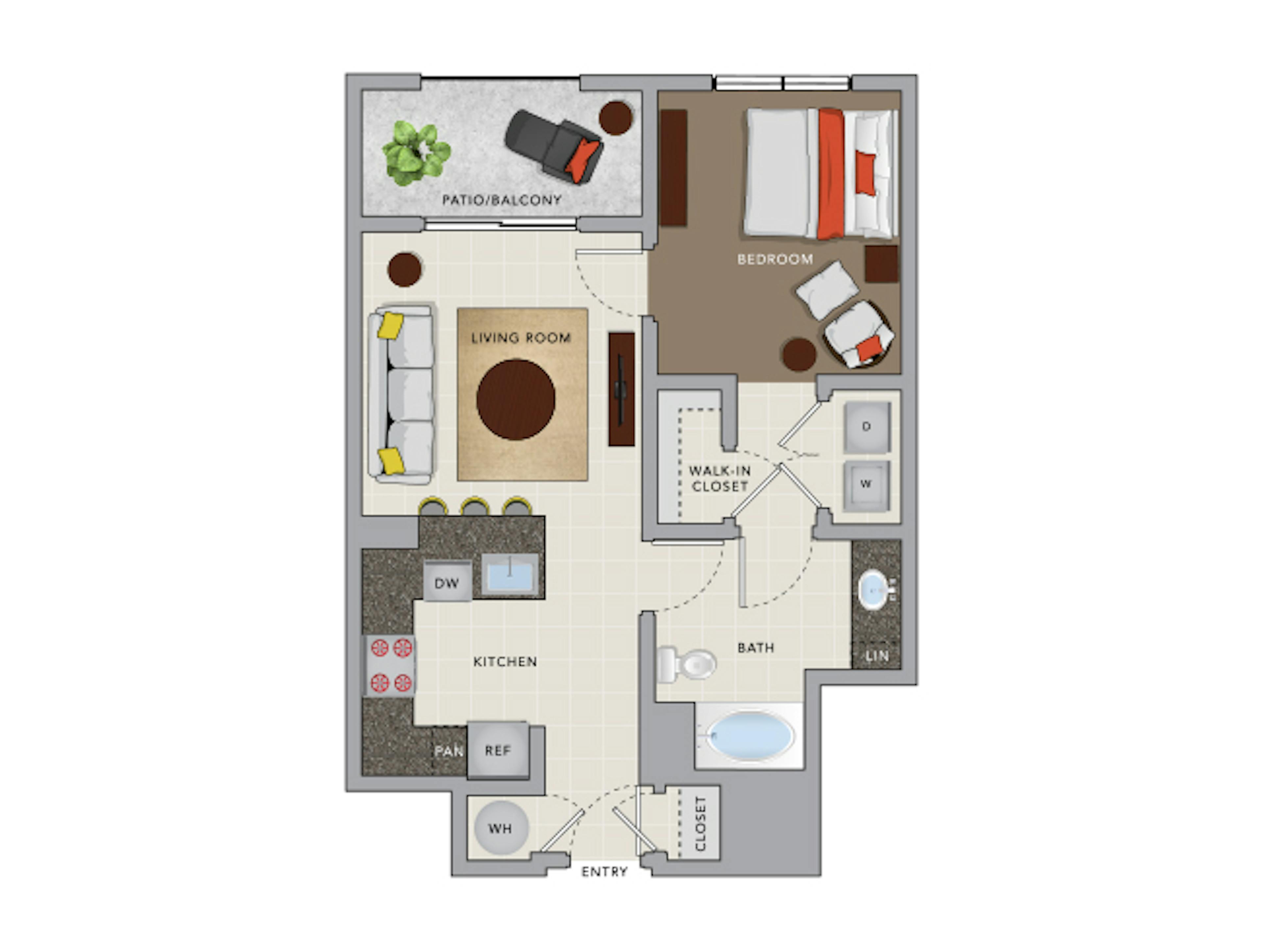 A2 floor plan, Studio, 1 Bathroom at AMLI 8800 apartments