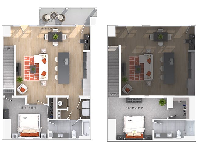 Bradley (C7L) floor plan, 2 Bedroom, 2 Bathroom, Loft at AMLI Decatur apartments