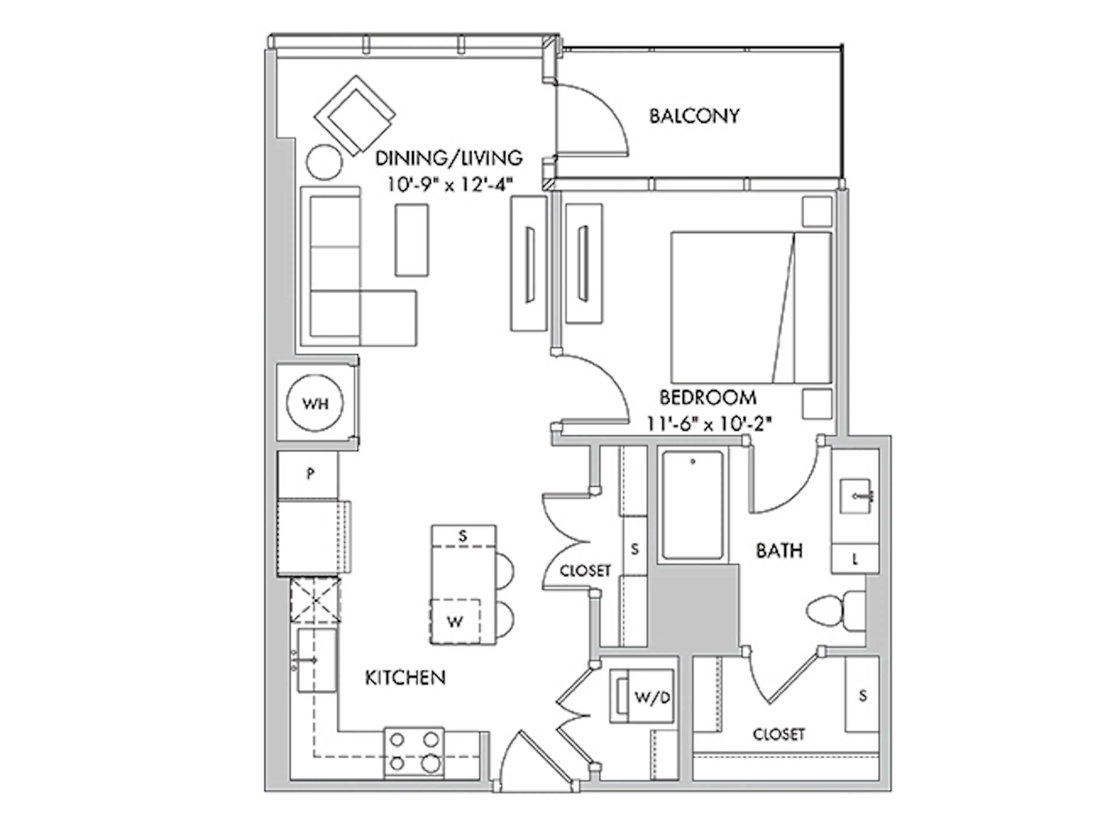 A3a floor plan, 1 Bedroom, 1 Bathroom at AMLI Fountain Place apartments