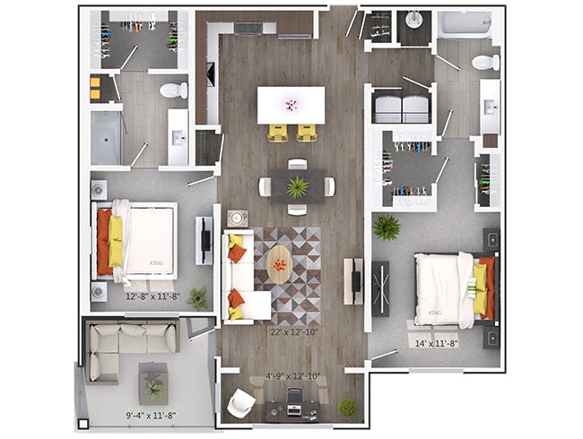 Brookwood floor plan, 2 Bedroom, 2 Bathroom at AMLI Buckhead apartments