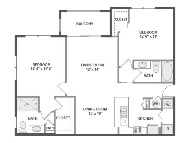 C5 floor plan, 2 Bedroom, 2 Bathroom at AMLI Toscana Place apartments