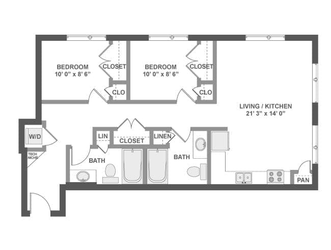 C3X floor plan, 2 Bedroom, 2 Bathroom at AMLI South Lake Union apartments