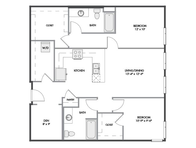 C6D floor plan, 2 Bedroom, 2 Bathroom at AMLI Spring District apartments