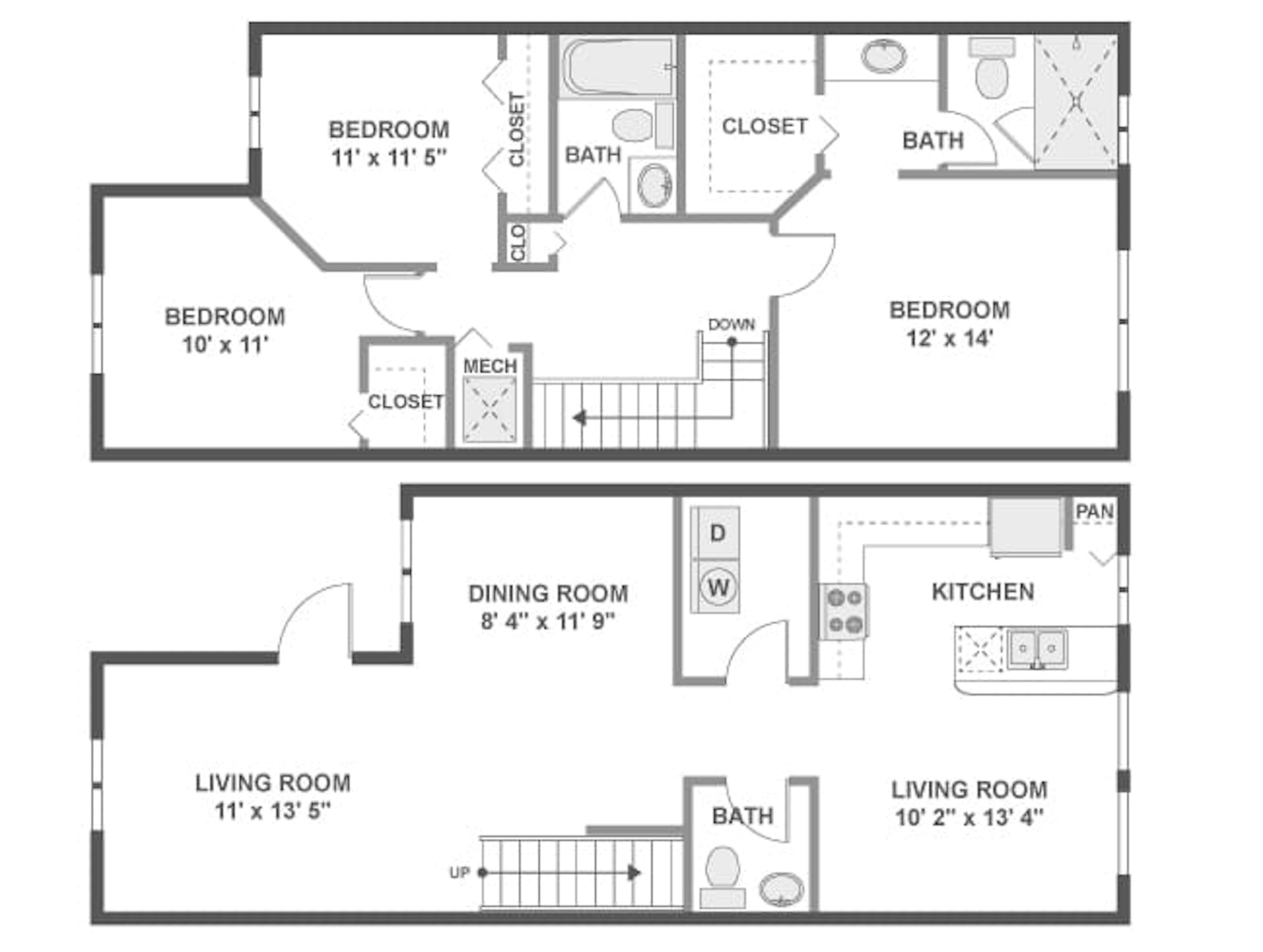 D7T floor plan, 3 Bedroom, 2.5 Bathroom, Townhome at AMLI Toscana Place apartments