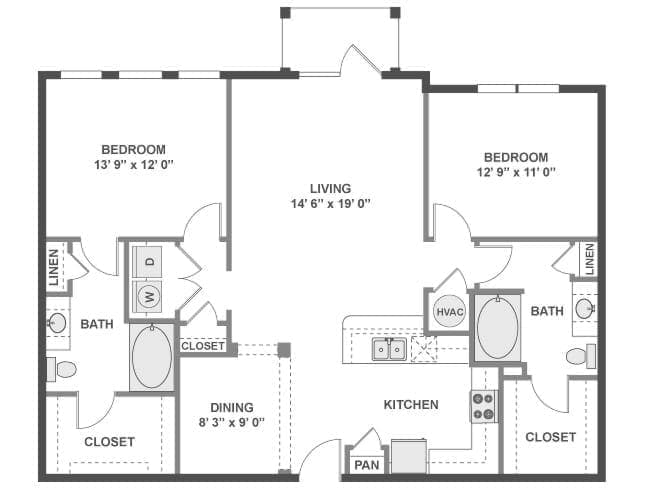 C600 floor plan, 2 Bedroom, 2 Bathroom at AMLI North Point apartments