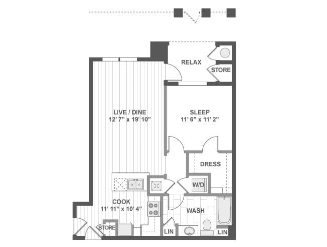 Santa Cruz floor plan, 1 Bedroom, 1 Bathroom at AMLI Spanish Hills apartments