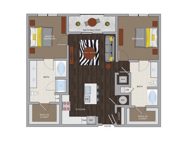 C5bM floor plan, 2 Bedroom, 2 Bathroom at AMLI 8800 apartments