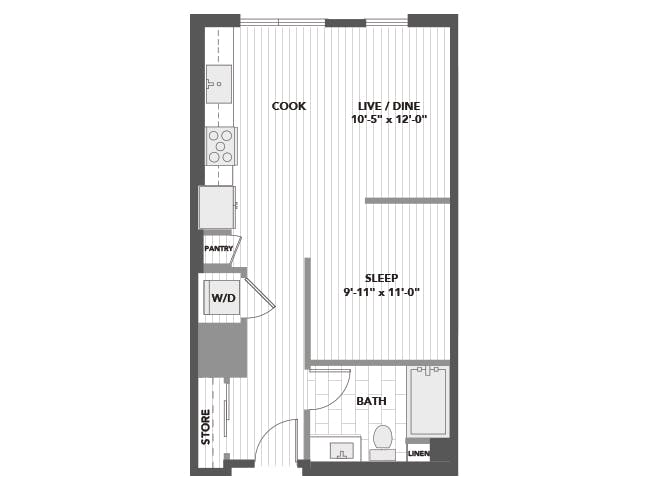 E1 floor plan, Studio, 1 Bathroom at AMLI Marina Del Rey apartments