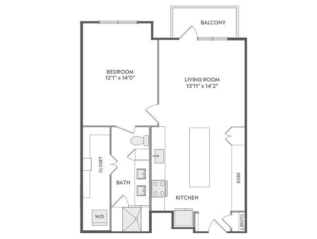 A4d floor plan, 1 Bedroom, 1 Bathroom at AMLI Lakeline apartments