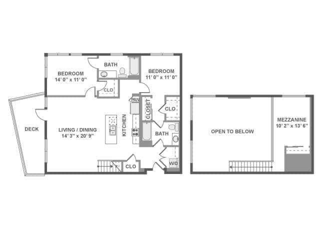 C8L floor plan, 2 Bedroom, 2 Bathroom, Loft at AMLI Lex on Orange apartments