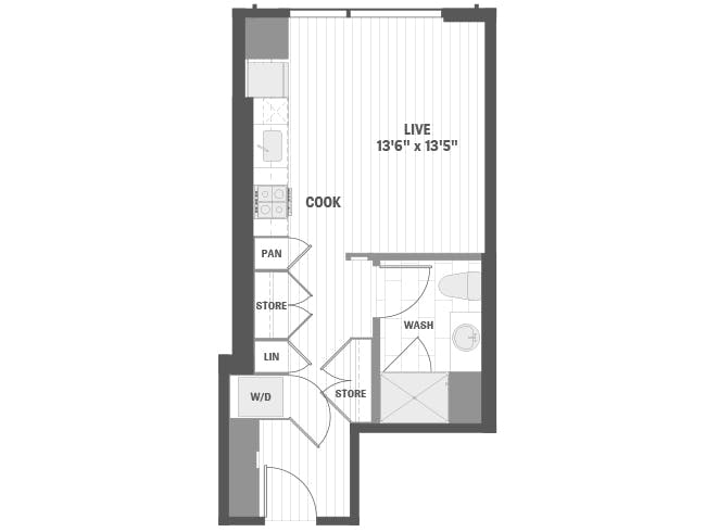 E2a floor plan, Studio, 1 Bathroom at AMLI 808 apartments