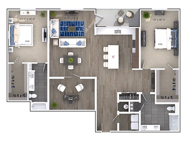 Avondale (C11) floor plan, 2 Bedroom, 2 Bathroom at AMLI Decatur apartments