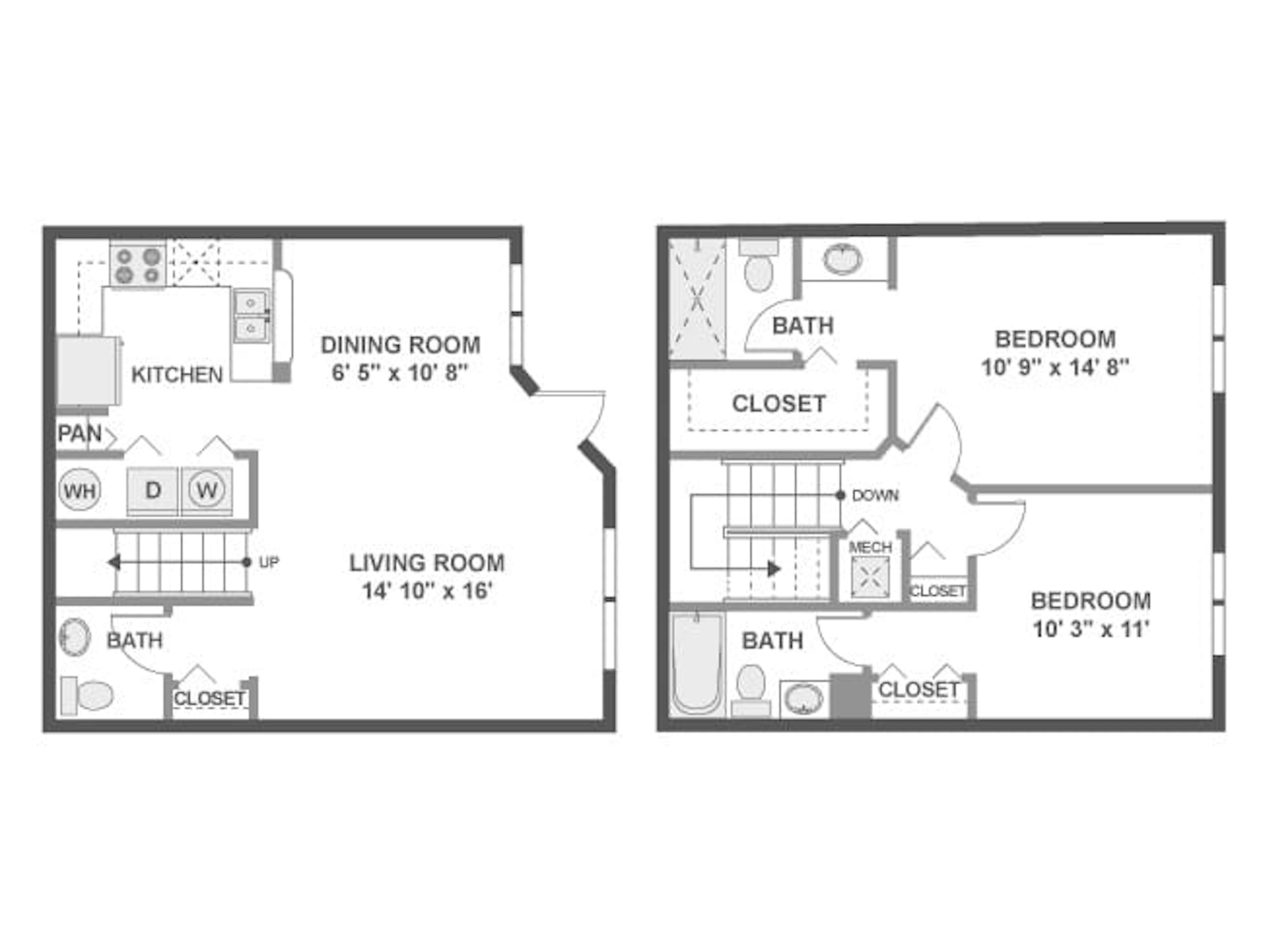 C5T floor plan, 2 Bedroom, 2.5 Bathroom, Toscana Place at AMLI Toscana Place apartments