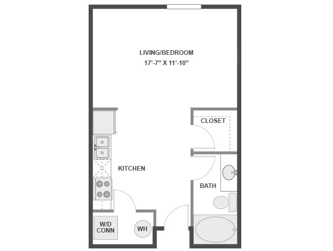 E1 floor plan, Studio, 1 Bathroom at AMLI 300 apartments