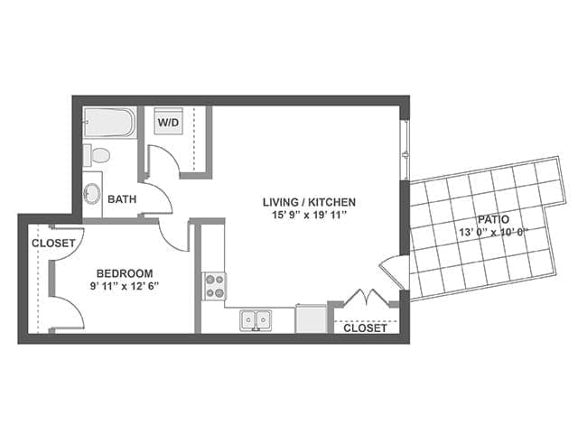 A2eX floor plan, 1 Bedroom, 1 Bathroom at AMLI South Lake Union apartments