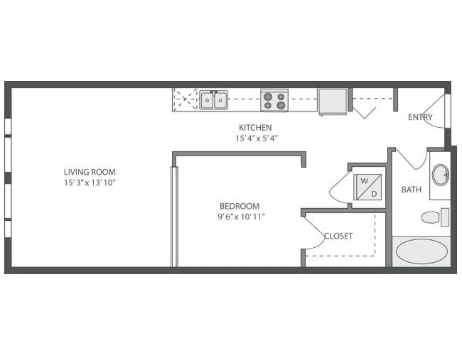 E2 floor plan, Studio, 1 Bathroom at AMLI 535 apartments