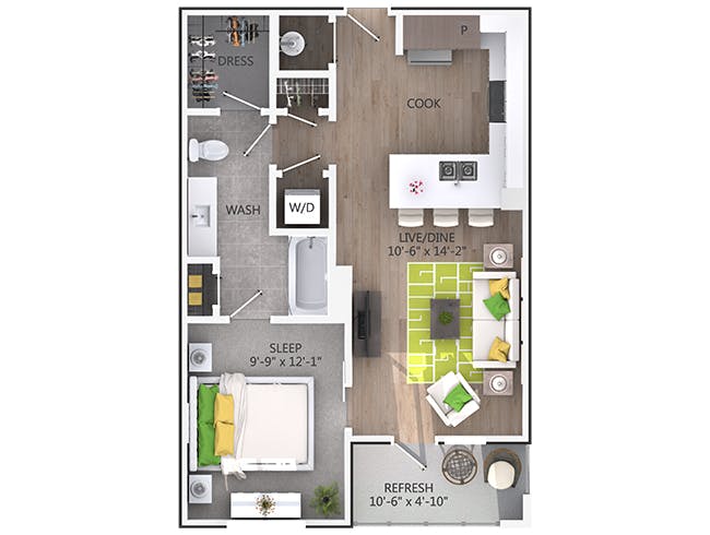 Juniper floor plan, 1 Bedroom, 1 Bathroom at AMLI Piedmont Heights apartments