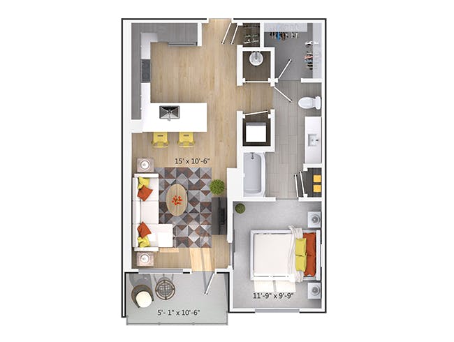 Chastain floor plan, 1 Bedroom, 1 Bathroom at AMLI Buckhead apartments