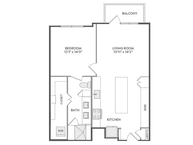 A4c floor plan, 1 Bedroom, 1 Bathroom at AMLI Lakeline apartments