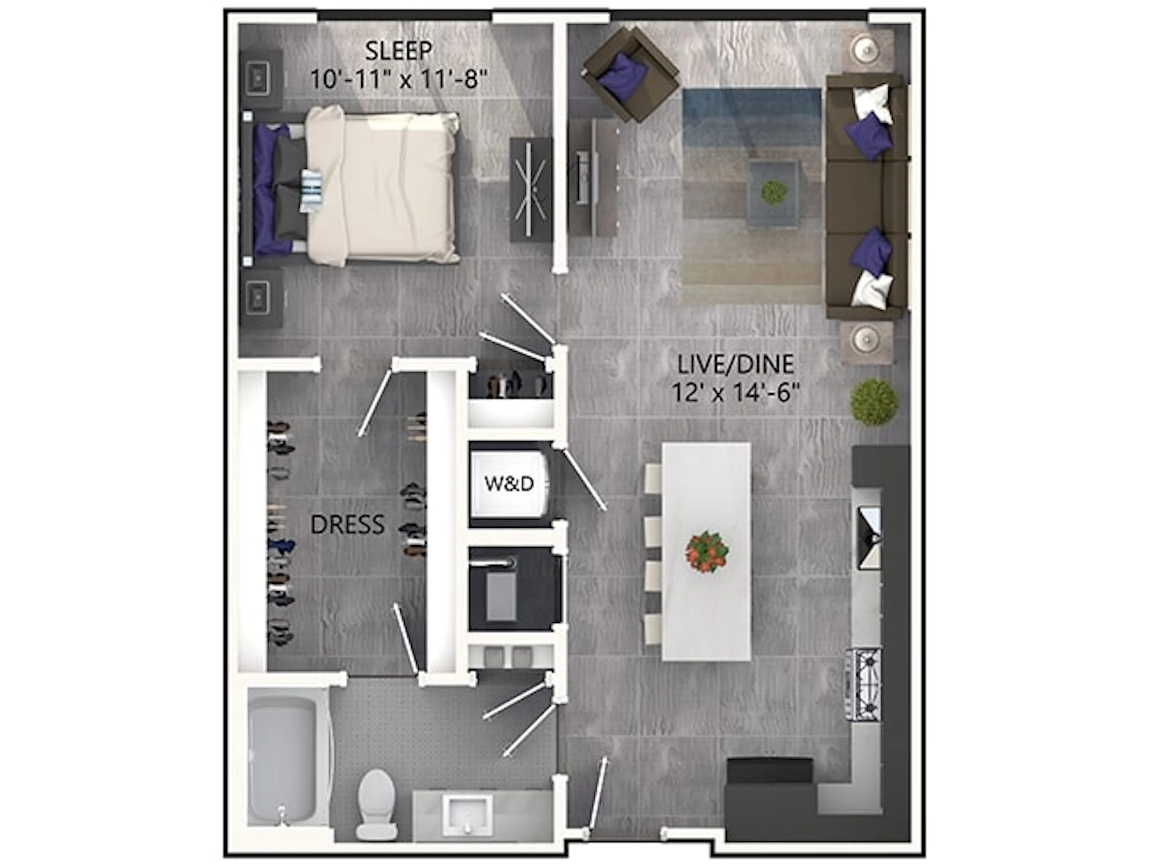 A3P floor plan, 1 Bedroom, 1 Bathroom, Penthouse at AMLI Midtown Miami apartments