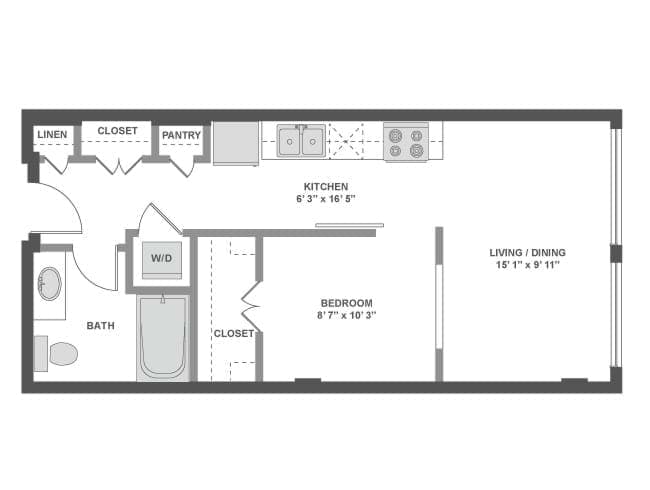 E3 floor plan, Studio, 1 Bathroom at AMLI South Lake Union apartments