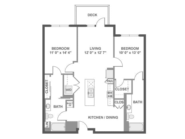 C5a floor plan, 2 Bedroom, 2 Bathroom at AMLI Lex on Orange apartments