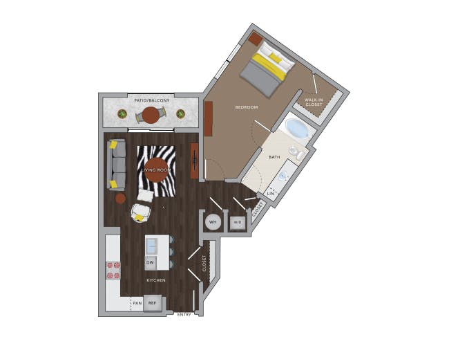 A4M floor plan, 1 Bedroom, 1 Bathroom at AMLI 8800 apartments