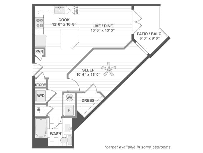 A3 floor plan, 1 Bedroom, 1 Bathroom at AMLI Deerfield apartments