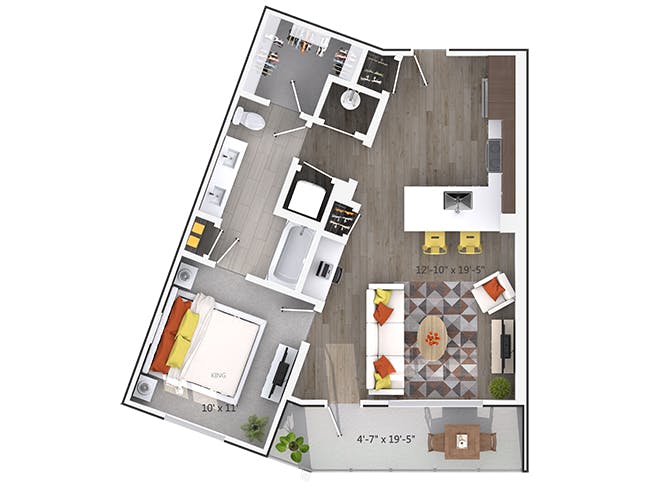 Wyngate floor plan, 1 Bedroom, 1 Bathroom at AMLI Buckhead apartments