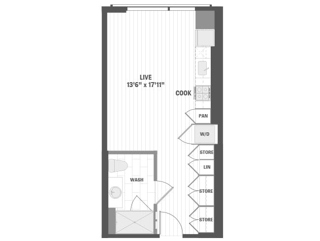 E2f floor plan, Studio, 1 Bathroom at AMLI 808 apartments