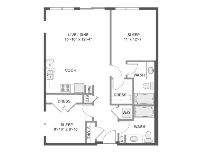 C3 floor plan, 2 Bedroom, 2 Bathroom at AMLI Wallingford apartments