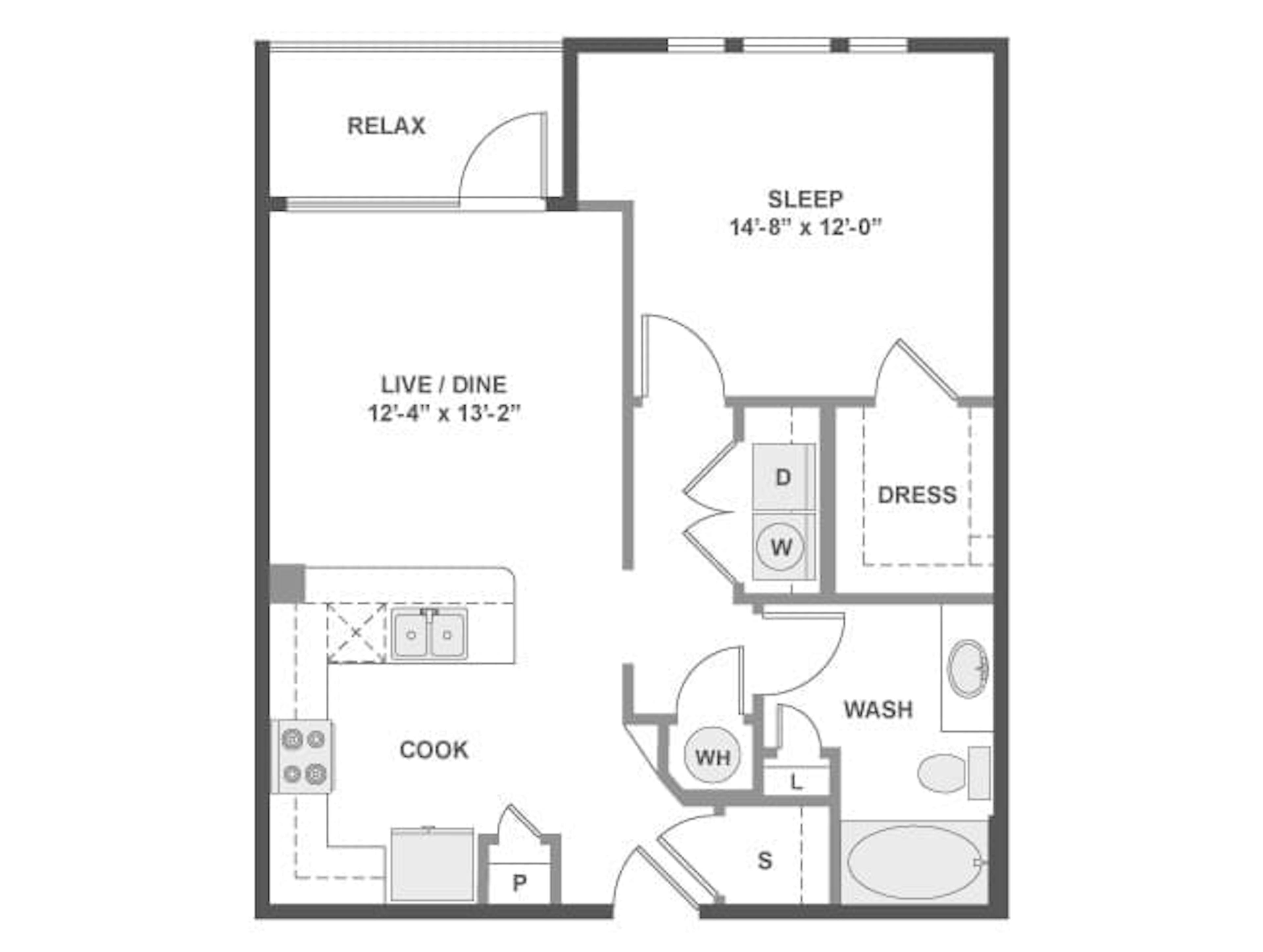 A3a floor plan, 1 Bedroom, 1 Bathroom at AMLI Frisco Crossing apartments