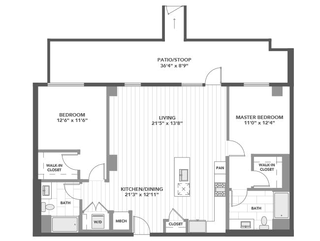 C7a floor plan, 2 Bedroom, 2 Bathroom at AMLI Old Pasadena apartments