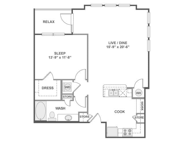 A5 floor plan, 1 Bedroom, 1 Bathroom at AMLI Campion Trail apartments