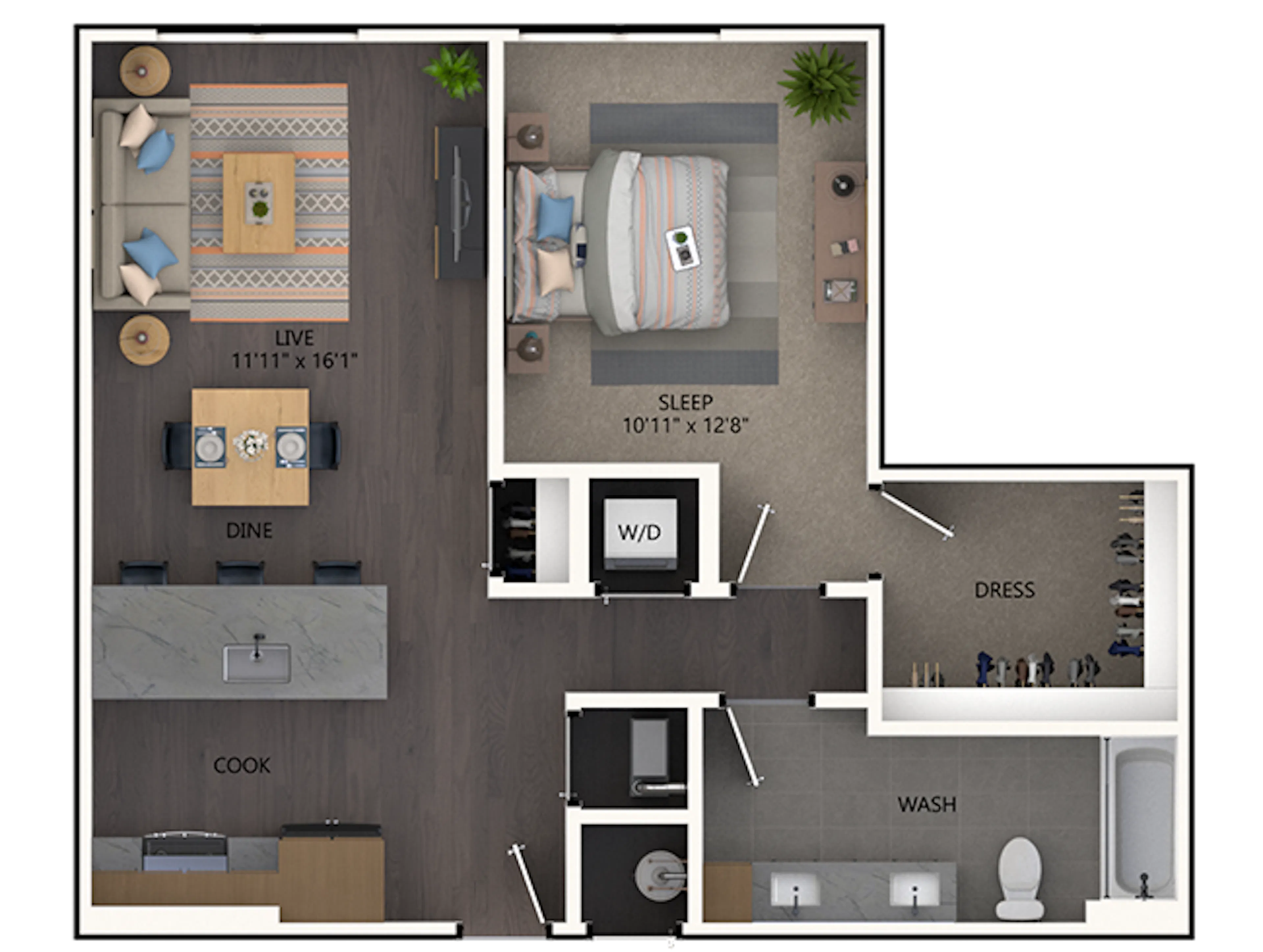 A4 floor plan, 1 Bedroom, 1 Bathroom at AMLI Broadway Park apartments
