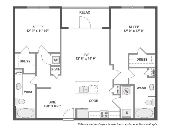 C4X floor plan, 2 Bedroom, 2 Bathroom at AMLI Covered Bridge apartments