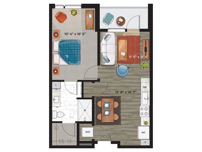 A2 floor plan, 1 Bedroom, 1 Bathroom at AMLI at Uptown apartments