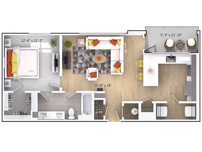 Peachtree floor plan, 1 Bedroom, 1 Bathroom at AMLI Buckhead apartments