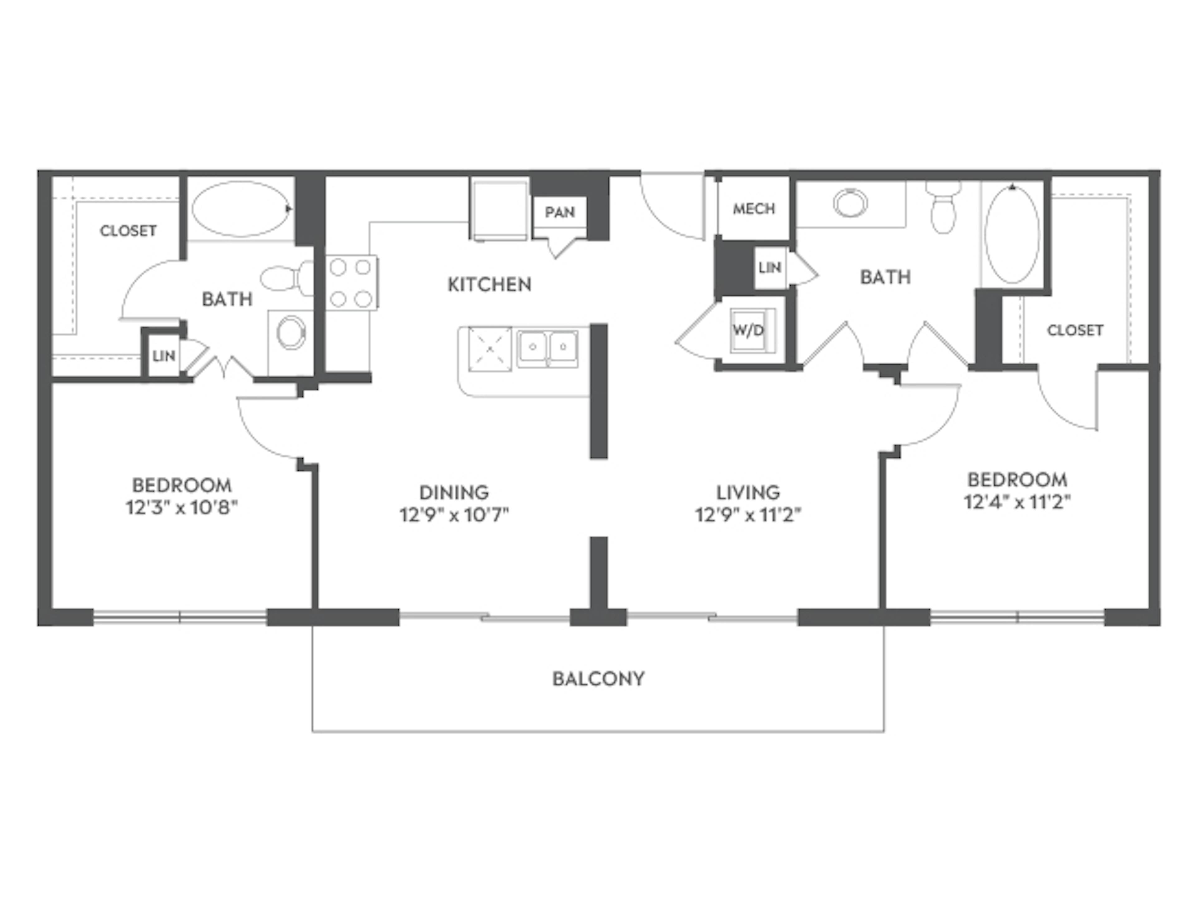 C5 floor plan, 2 Bedroom, 2 Bathroom at AMLI Joya apartments