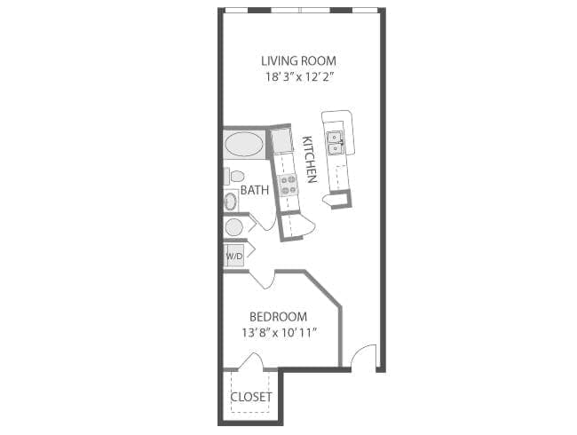 A399 floor plan, 1 Bedroom, 1 Bathroom at AMLI Lindbergh apartments