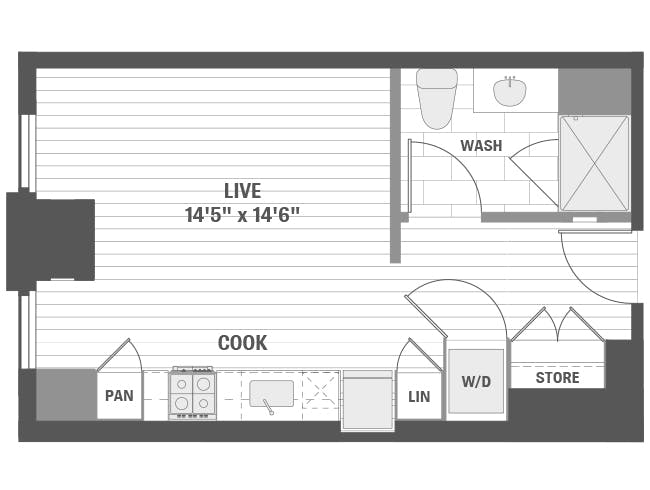 E1bZ floor plan, Studio, 1 Bathroom at AMLI 808 apartments