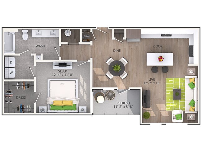 Paces floor plan, 1 Bedroom, 1 Bathroom at AMLI Piedmont Heights apartments