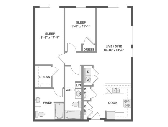 C5 floor plan, 2 Bedroom, 2 Bathroom at AMLI Wallingford apartments