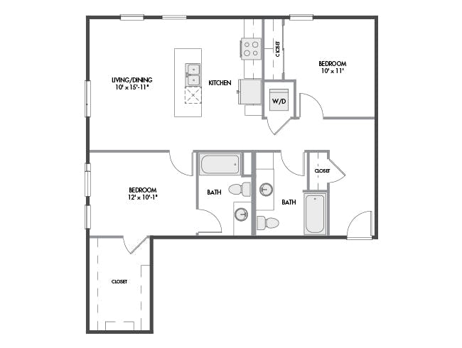 C4a floor plan, 2 Bedroom, 2 Bathroom at AMLI Spring District apartments