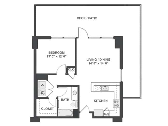 Holly floor plan, 1 Bedroom, 1 Bathroom at AMLI on 2nd apartments
