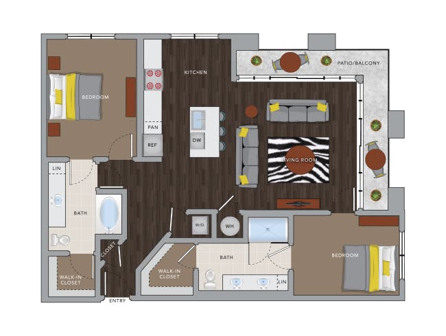 C6M floor plan, 2 Bedroom, 2 Bathroom at AMLI 8800 apartments