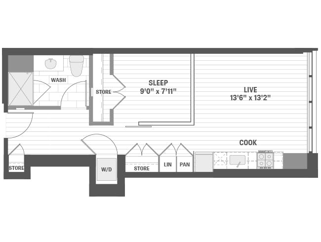 E3f floor plan, Studio, 1 Bathroom at AMLI 808 apartments