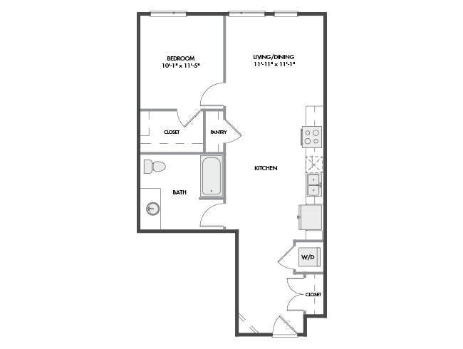 A3c floor plan, 1 Bedroom, 1 Bathroom at AMLI Spring District apartments