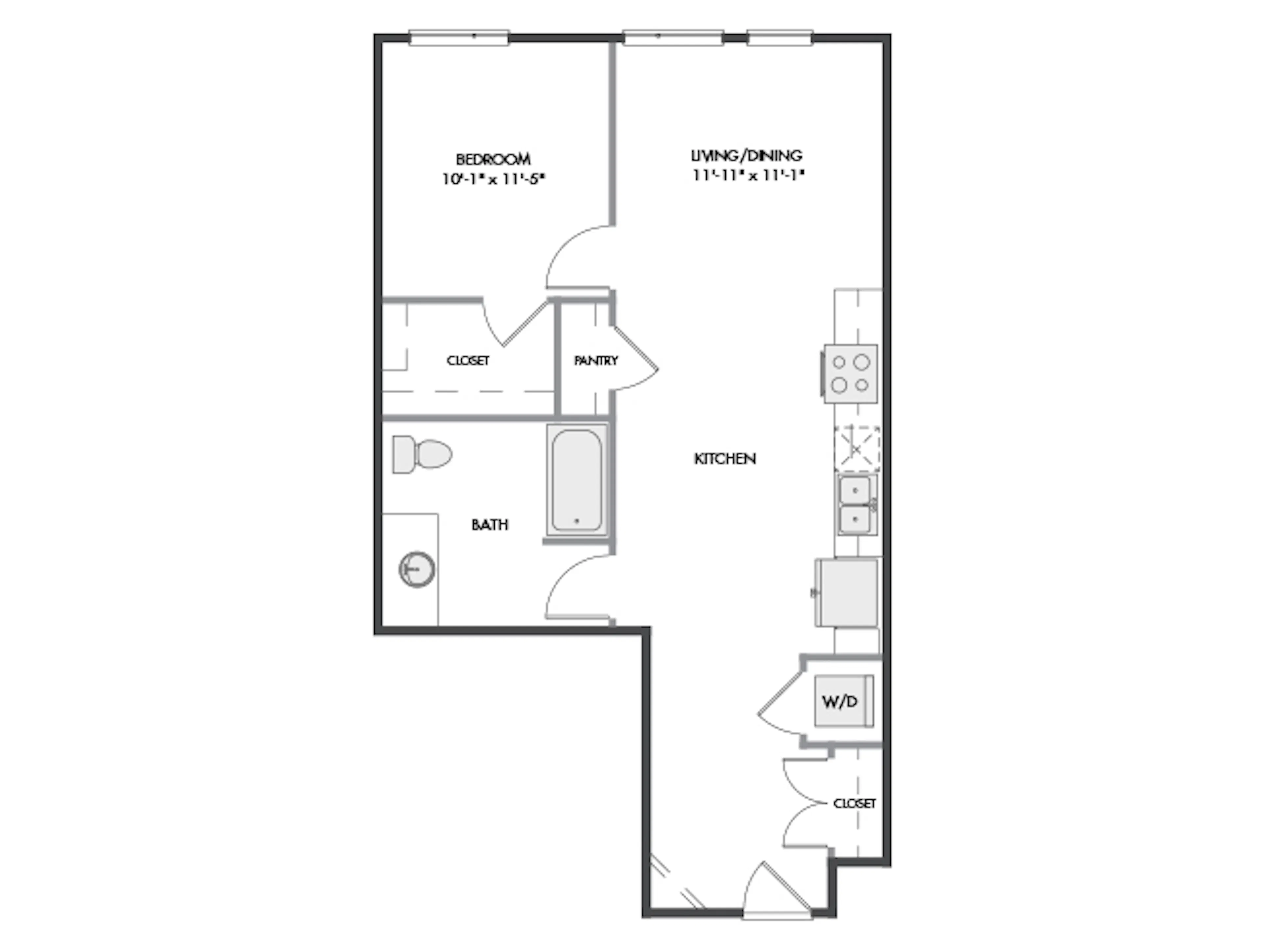 A3c floor plan, 1 Bedroom, 1 Bathroom at AMLI Spring District apartments